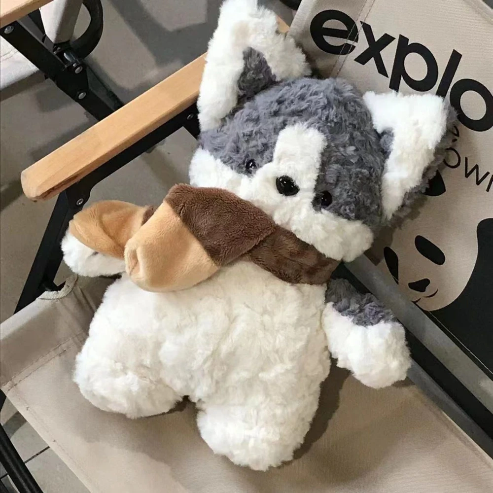 Juguete de peluche de cachorro de bufanda súper linda, muñeca de perro de Color rizado, dormir para calmar a amigos, regalo de cumpleaños y Navidad