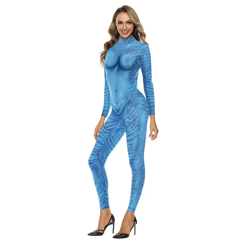 Avatar 2 Costume For Women Men Cosplay Jumpsuit Halloween Adult Print One-piece Romper Clothes