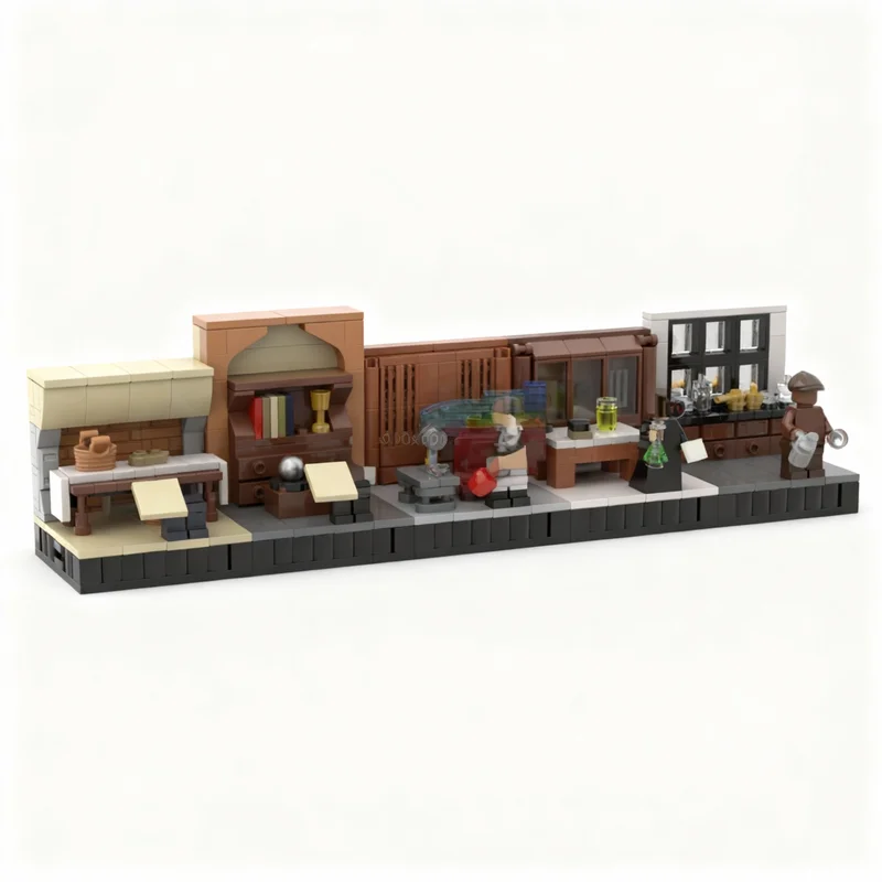 130pcs MOC Isaac Newton Minifigure Display Diorama Model Toys Building Blocks Construction Christmas Gifts Birthday DIY Kids