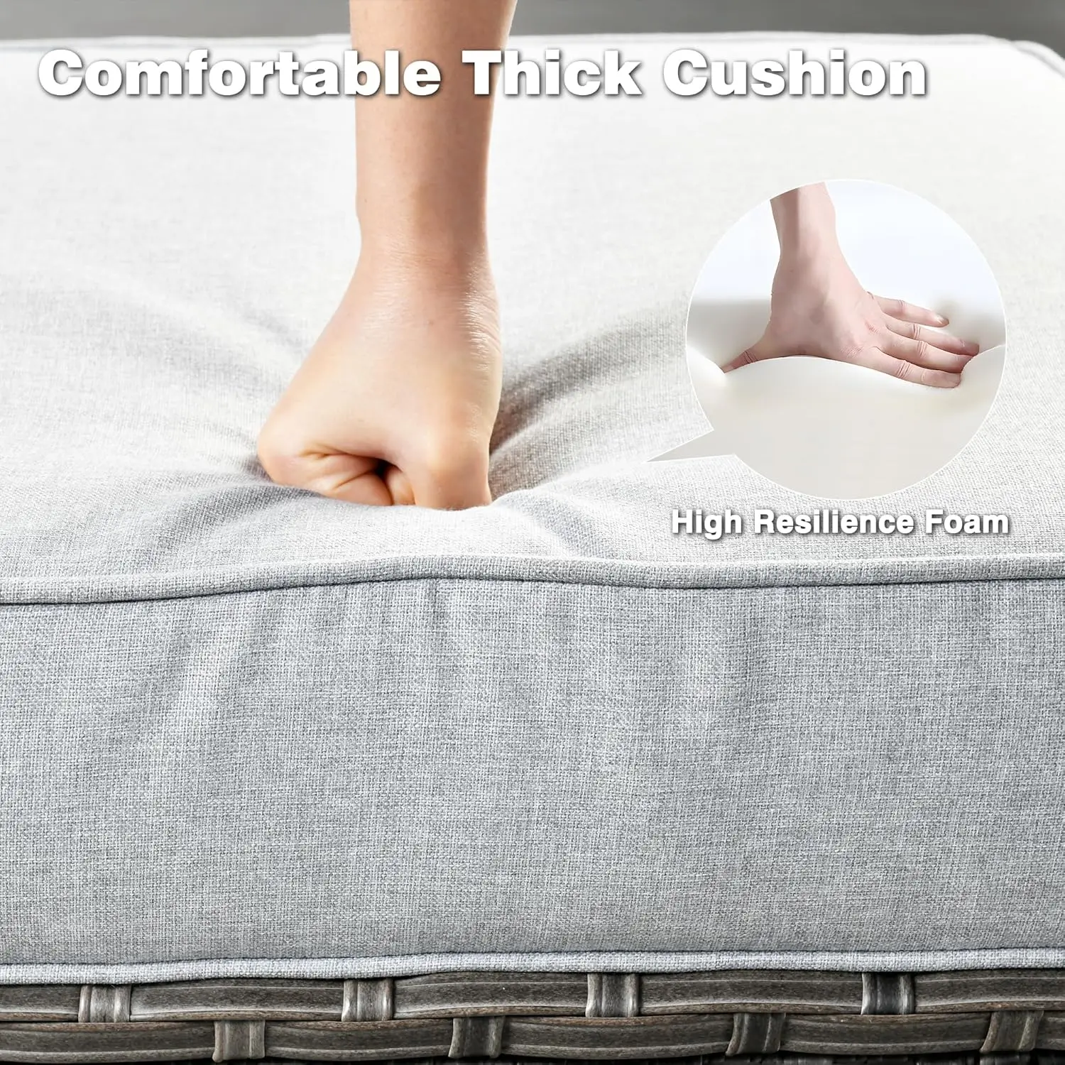 Patio Furniture Set, Outdoor Wicker High Back Sofa with Swivel Rocking Chairs, Ottomans, Comfy Cushions, All Weather