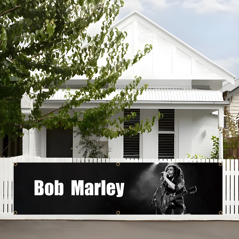 60x240cm Reggae Bob Marley Banner Flag Polyester Digital Printing Tribute Music Banner