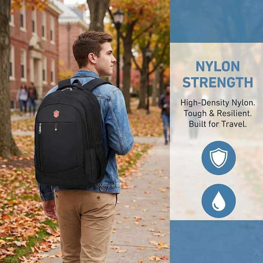 Universal Ergonomic Men Backpack Wear Resistant Water-repellent Business Backpack Nylon Large Capacity Computer Bag Work Commute