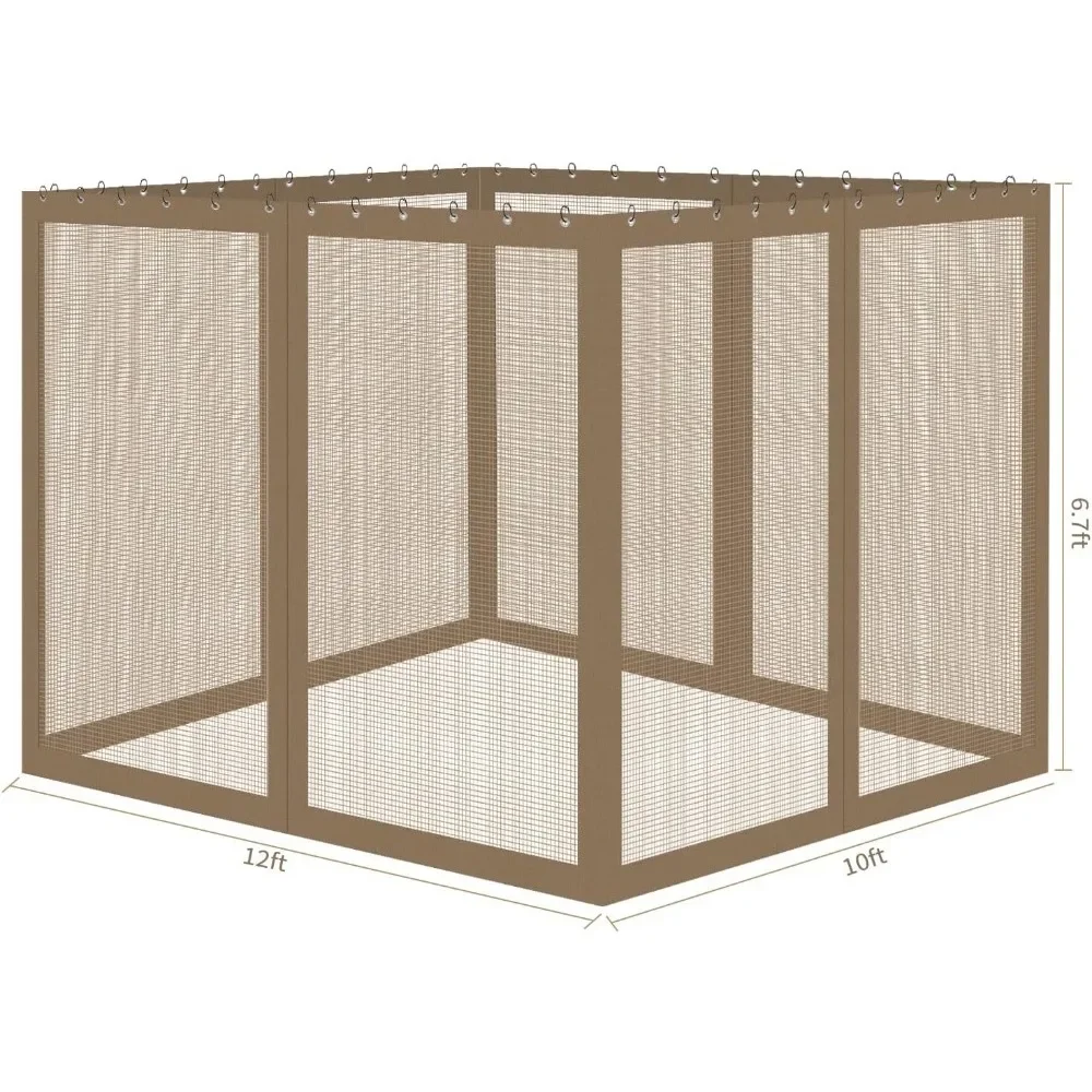 Gazebo Universal Replacement Mosquito Netting, 10' x 12' Outdoor Mesh Netting Screen 4-Panel Sidewall with Zipper