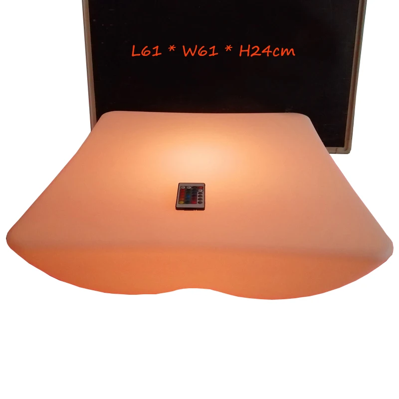 L61*W61*H24cm, LED Bar Table, Square Tray, LED Furniture, Mood Light, 16 Color Change Glowing, For Party Event, Coffee Bar, 1pc