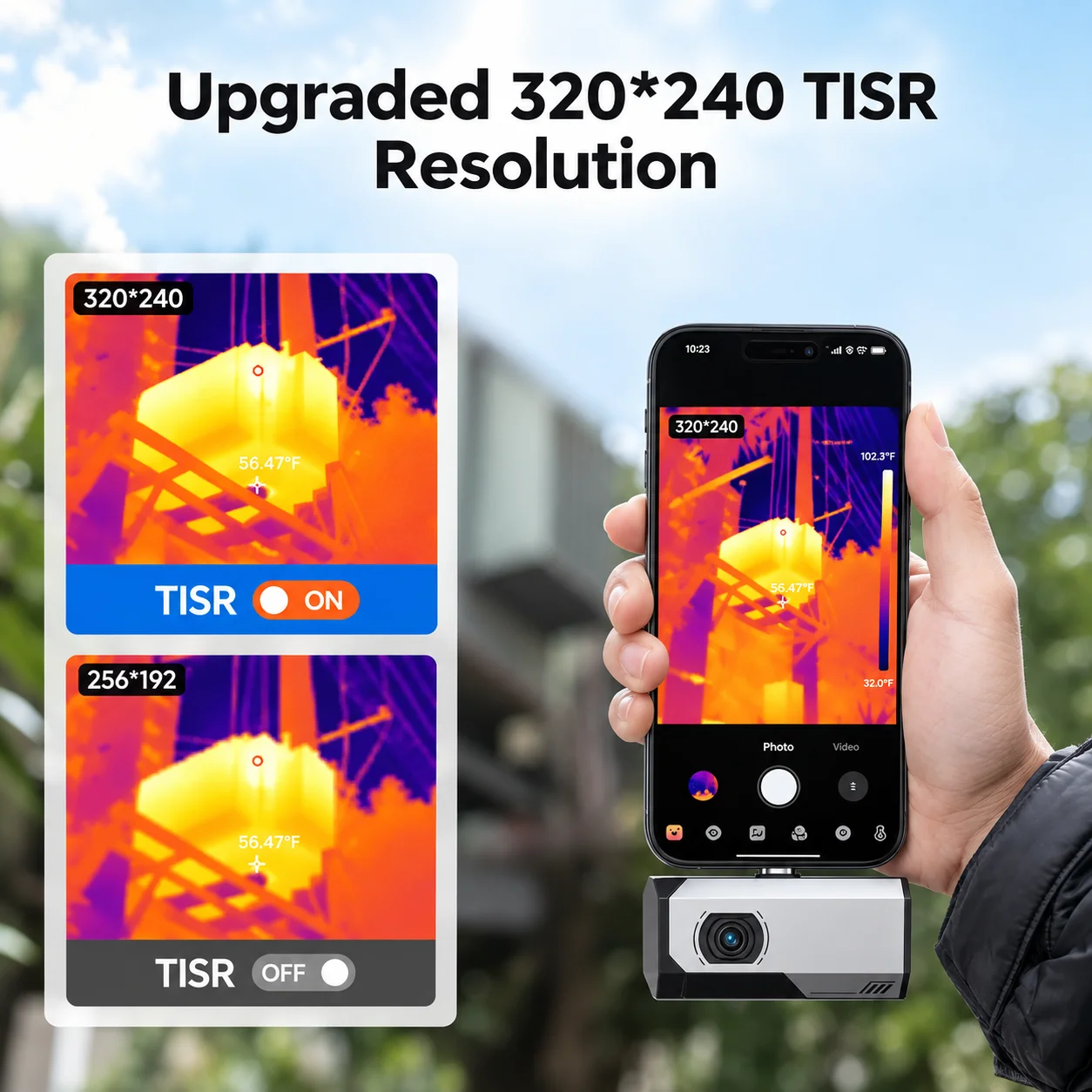 320*240 Android&iphone Type-C Thermal Imager 25Hz Mobile Thermal Imaging Camera 96*96 IR HD, Suitable for HVAC Industrial House Inspection
