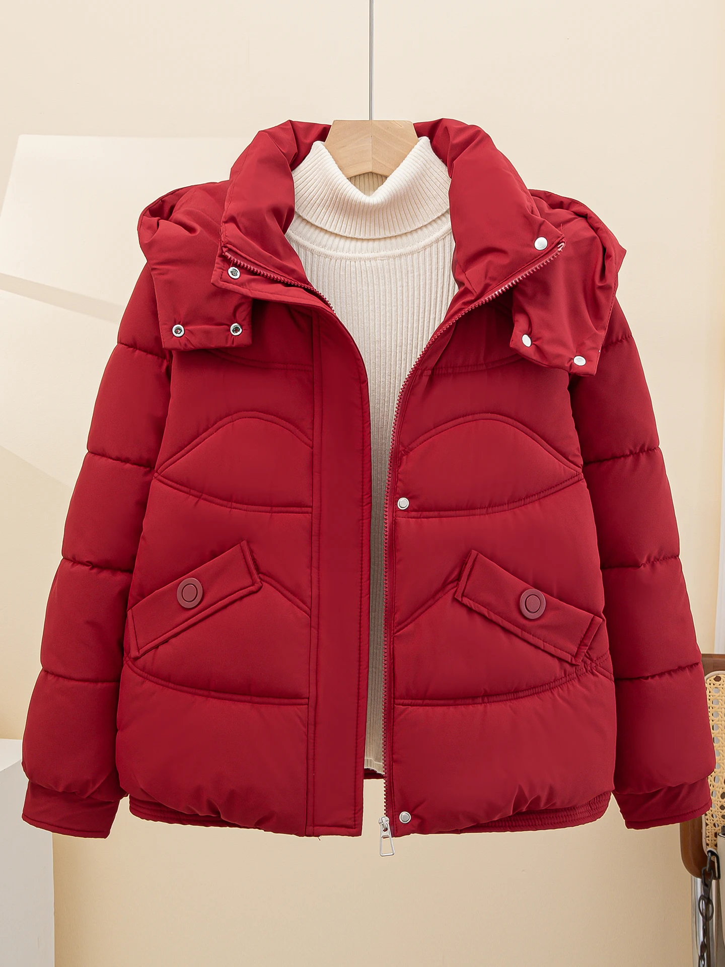 

Зимняя утепленная хлопковая куртка для женщин, свободного кроя, с капюшоном, толстая, в корейском стиле, для небольших размеров, для повседневной носки, модная