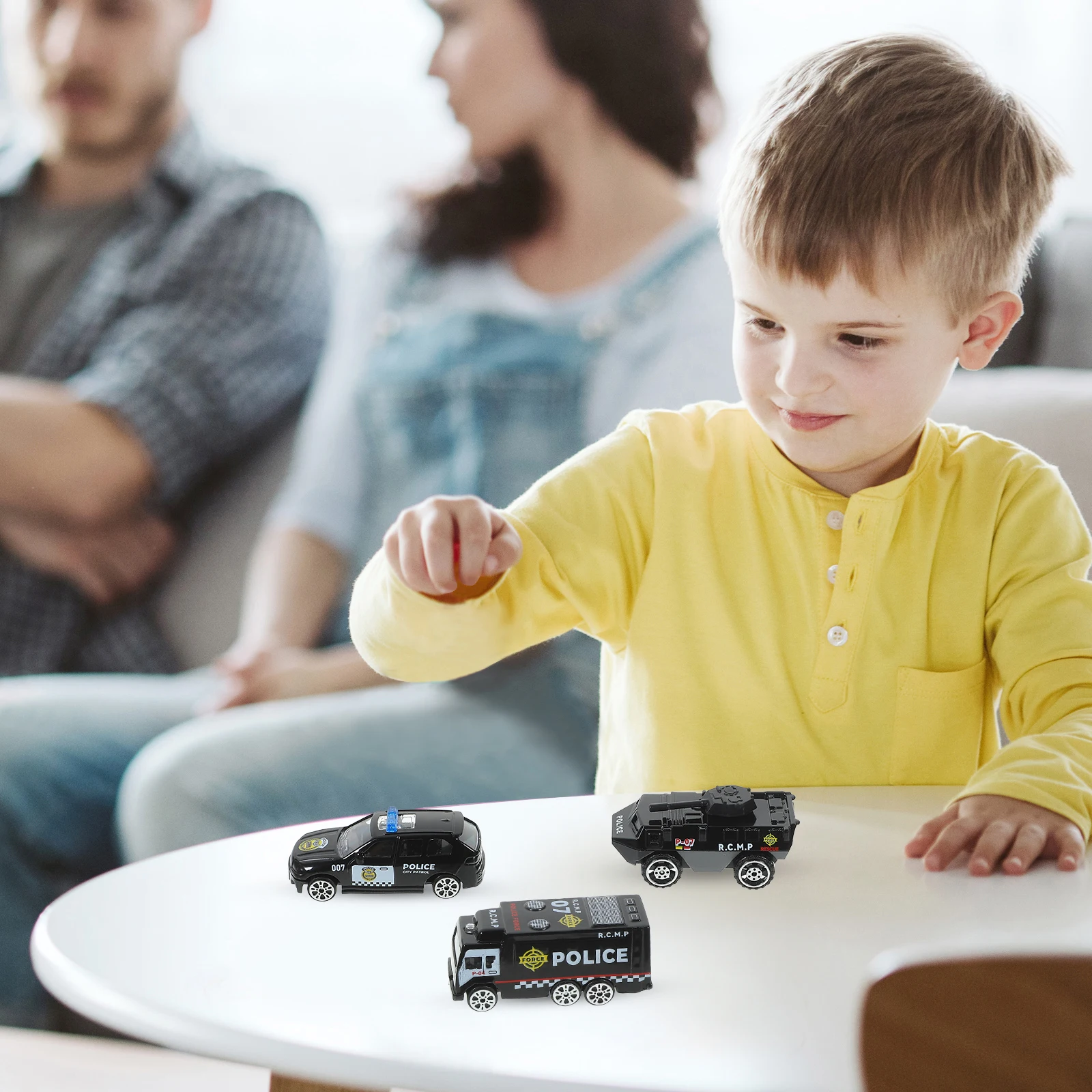 

6pcs Police Car Set Die-Cast Alloy Inertia Control Kids Children Play Collection Decoration Gift Simulation Car For Fun