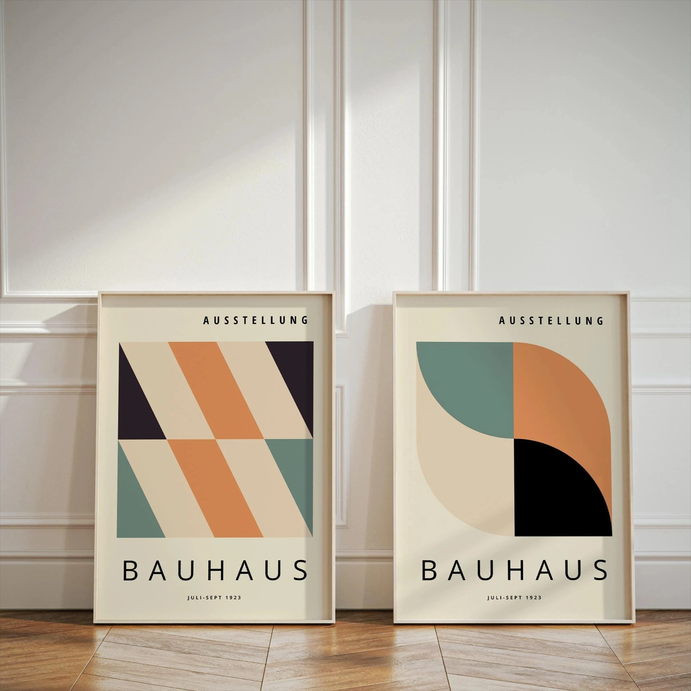 Schwarz-orangefarbene Bauhaus-Leinwanddrucke, Mid-Century Modern Bauhaus, geometrische Wandkunst, Poster für Wohnzimmer, Schlafzimmer, Heimdekoration