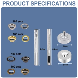 Metall Ilhos Tool Kit, 400 Ilhos -Sets, Innendurchmesser 6mm/12 mm für Kleidung, Schuhe, Taschen, Lederhandwerk, tun Sie es 10 Hauptverkäufe Backhoughs - №7