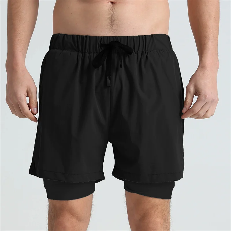 New sports Men's double-deck shorts Gyms Fitness Quick Dry Training Shorts men 2 In 1 Multi-pocket sweatpants men Running shorts