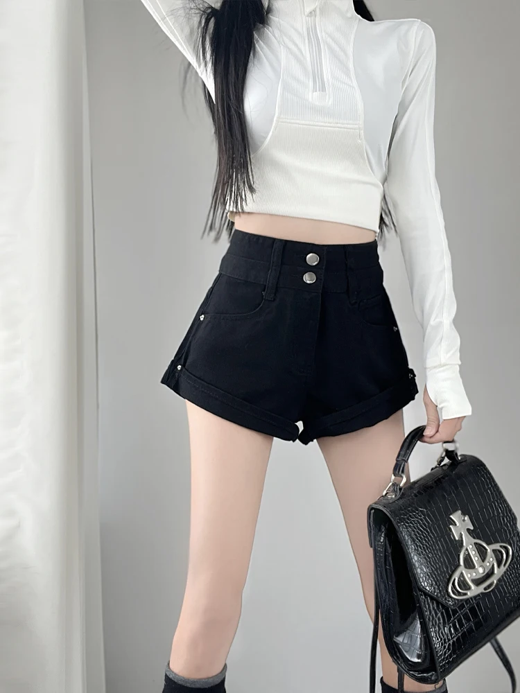 

High Waist A-Line orts Women's Spicy Girl Denim orts Bla Summer Faion Ladies' Premium Jeans ort Pants