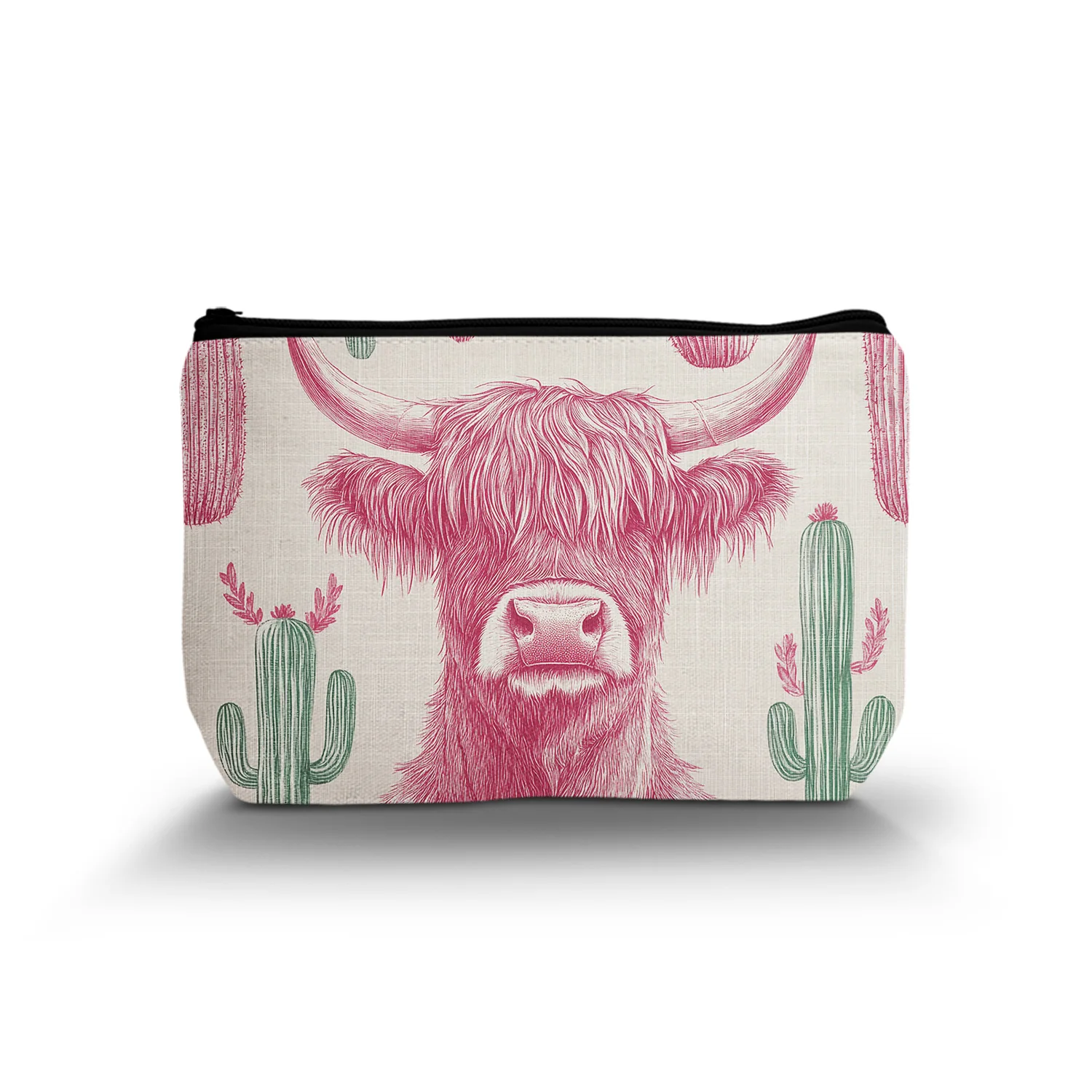 1 Pc Western Pink Makeup Bag Western Gifts For Women Cow Makeup Bag Cowgirl Stuff Western Stuff For Women 8.66x5.51Inch