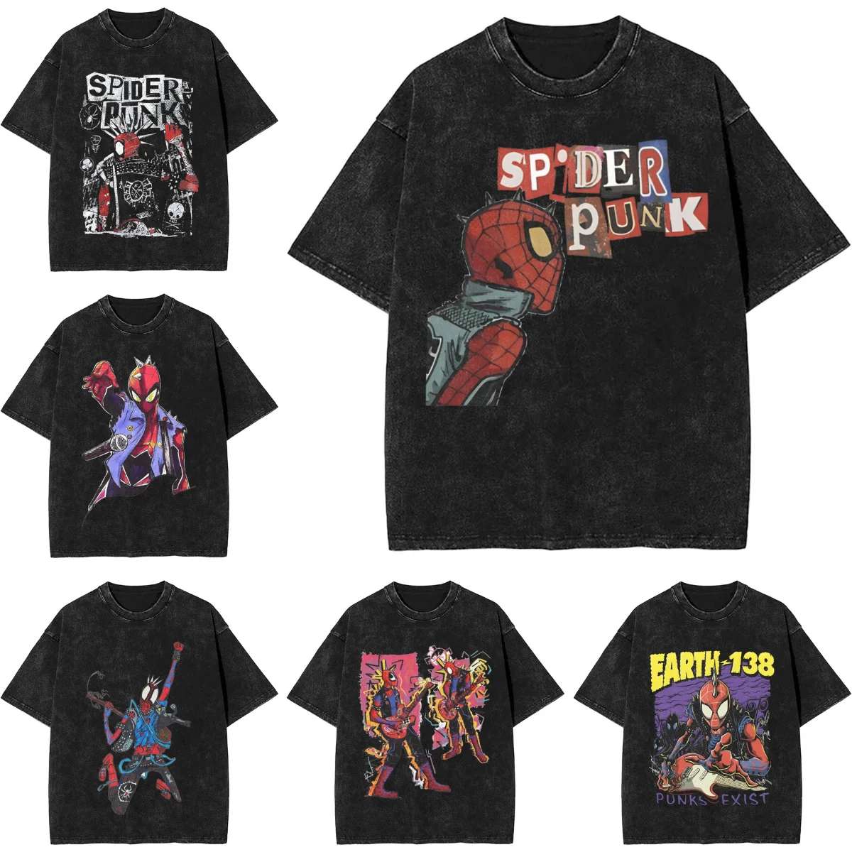 Men's Spider Punk SPIDER MAN T-Shirts Top Tees Summer Y2K Casual Short-Sleeve T Shirt O Neck Fashion Pattern Tee Shirt Hot