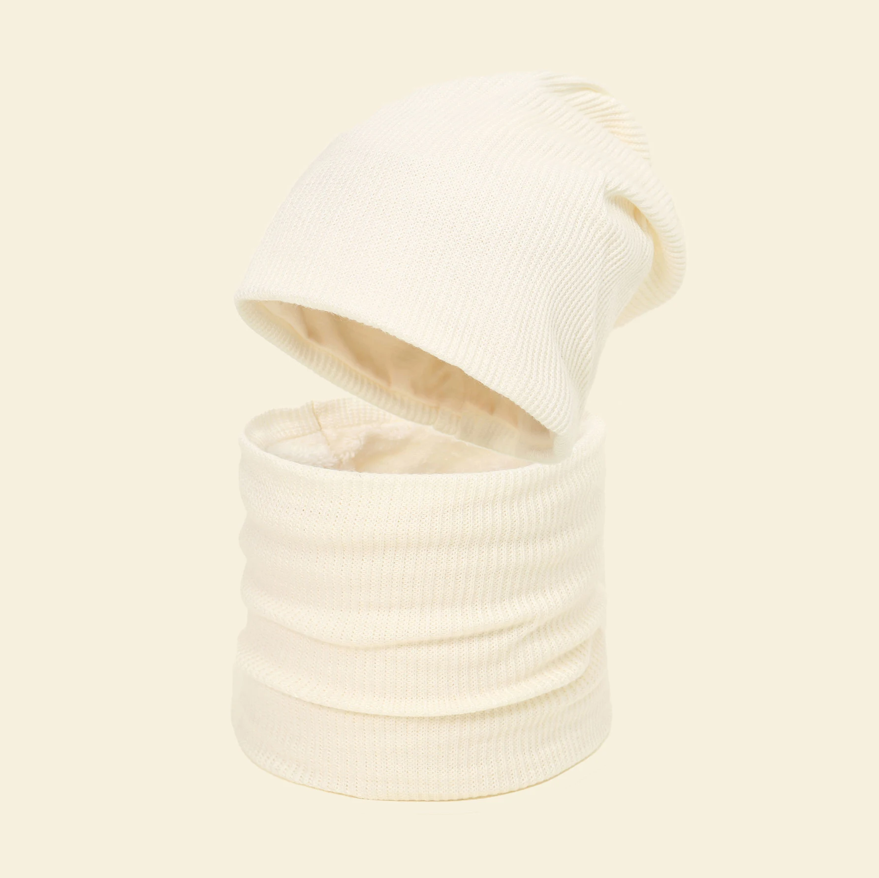 2Pcs/Set Knitted Hat and Scarf Sets Girls Warmer Solid Color Beanie Neck Hat Korean-Style Versatile Classic Scarves Kit