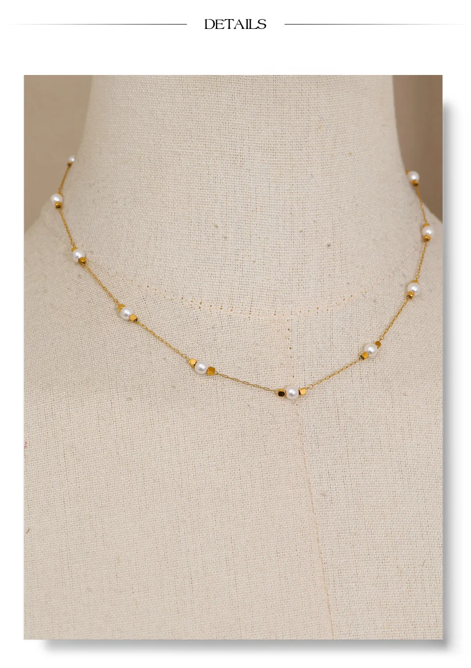 Yhpup Waterproof Stainless Steel Simulated Pearls Square Thin Chain Necklace Waterproof Fashion Chic Jewelry 2025 Accessories