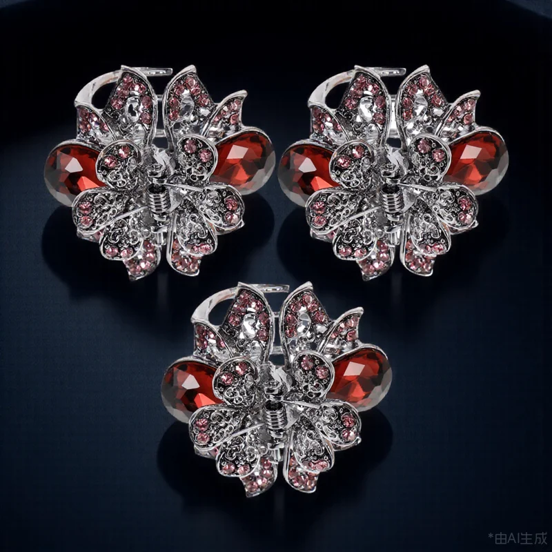 

3Pcs Zinc Alloy Hollow Hair Claw Clamp Strong Hair Clip Durable Hairpin for Bath Makeup Travel Fashionable Decorative Clip