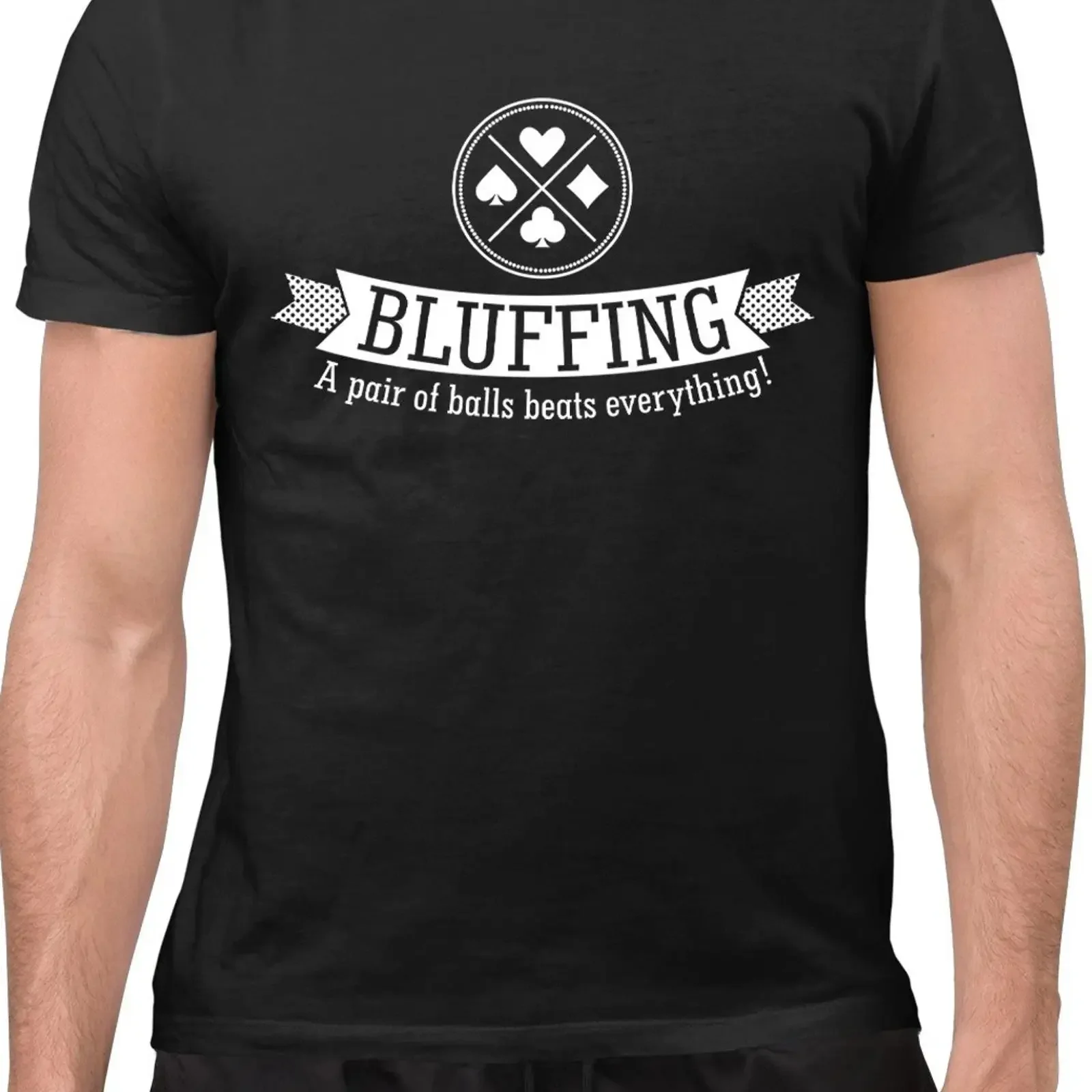 Lustiges T Shirt Pokerliebhaber bluffen Paar Bälle schlägt alles Neuheit vintage Washed streetwear Slightly homme Stylish
