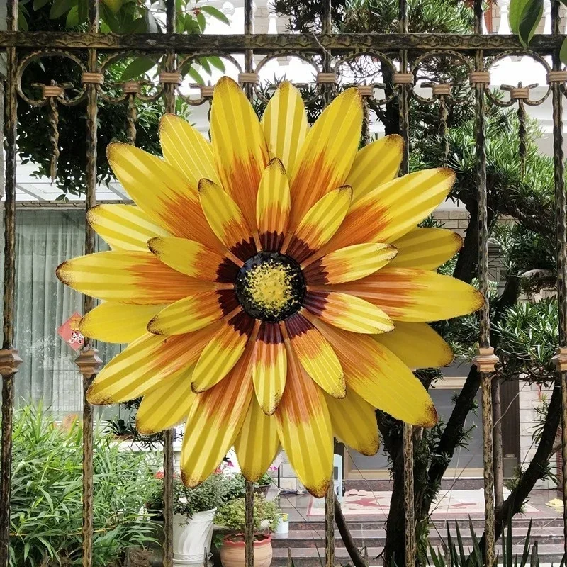 3D Flower Wall Art Decorations Metal Hanging Flower Wall Sculptures Hanging Ornament For Bathroom Living Room Garden Yard Home D