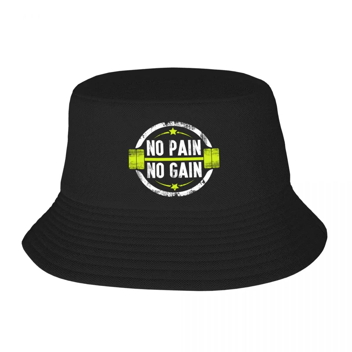 Custom No Pain No Gain Bucket Hat for Men Women Printed Bodybuilding Fitness Gym Summer Beach Sun Camping Cap