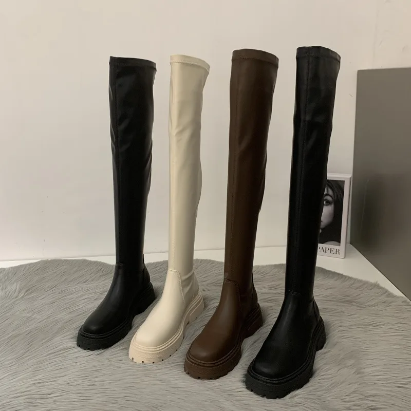 

New Fall/Winter 2024 Retro Design Chunky Heels for Women Fashion Over-the-knee Boots