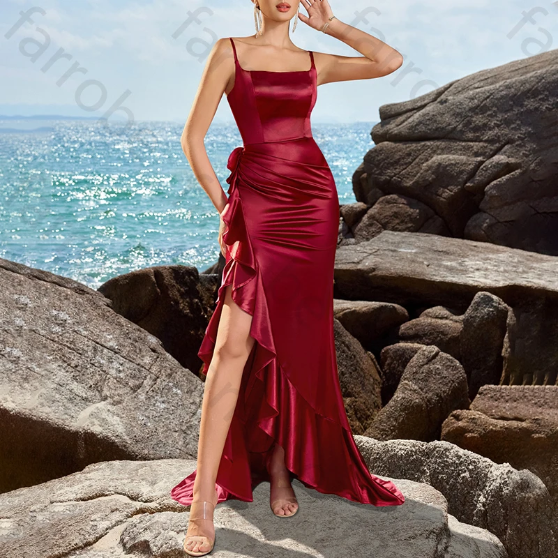 

Sexy Spaghetti Strap Backless Evening Dresses Sleeveless Celebrity Dress Exquisite High Quality Prom Party Gown women Customized