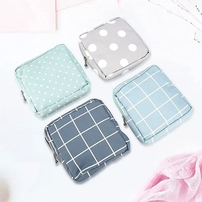 Women Zipper Sanitary Napkin Tampon Storage Bag Cotton Travel Makeup Storage Bag Literary Zipper Coin Purse Sundries Storage