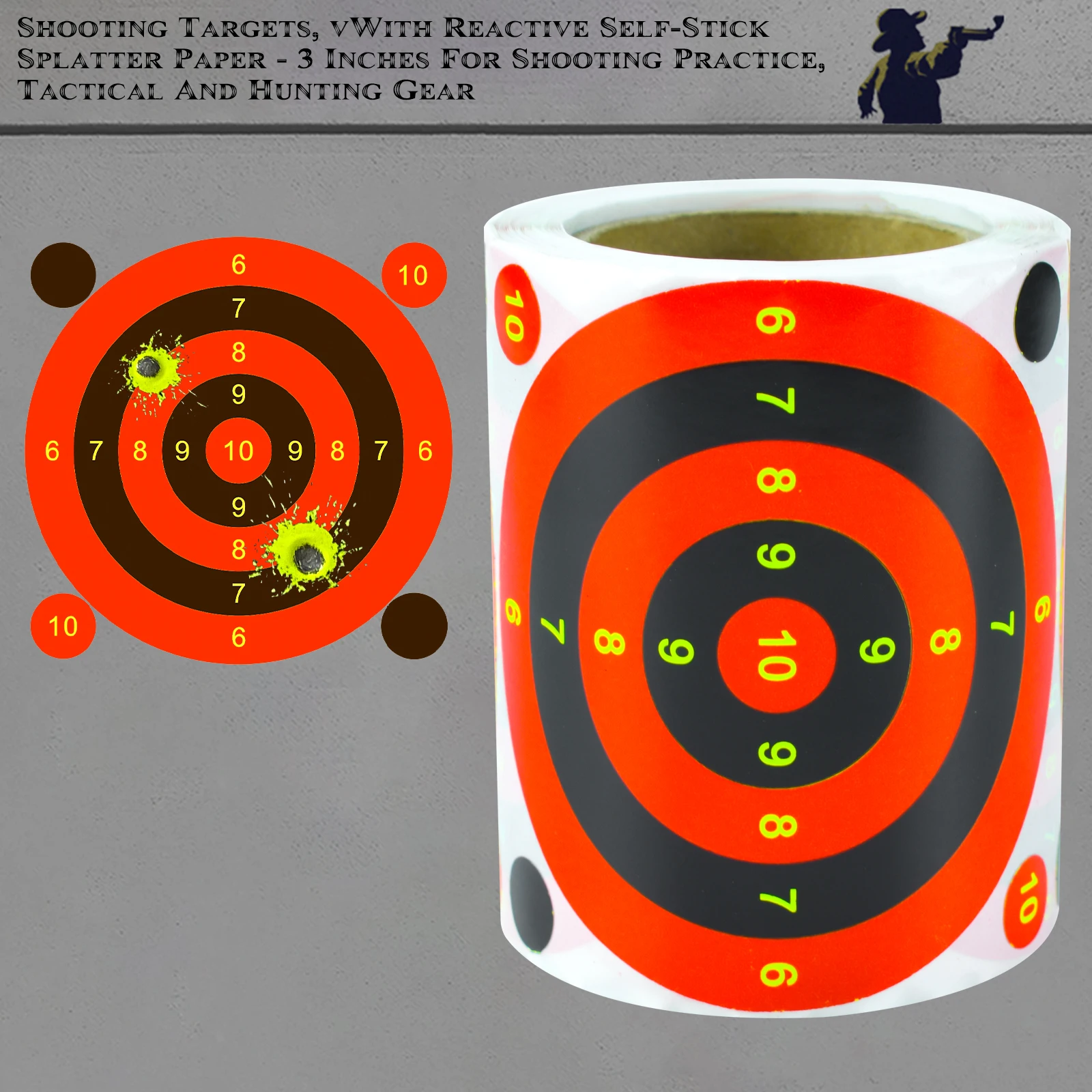 

100Pcs 3inch Number Circle Stickers for Shooting Practice, Splash Target Stickers, Shooting Target Training Supplies Stickers, Fluorescent Color Labels (Can Be Used for Real Gun Practice and Airgun Practice)