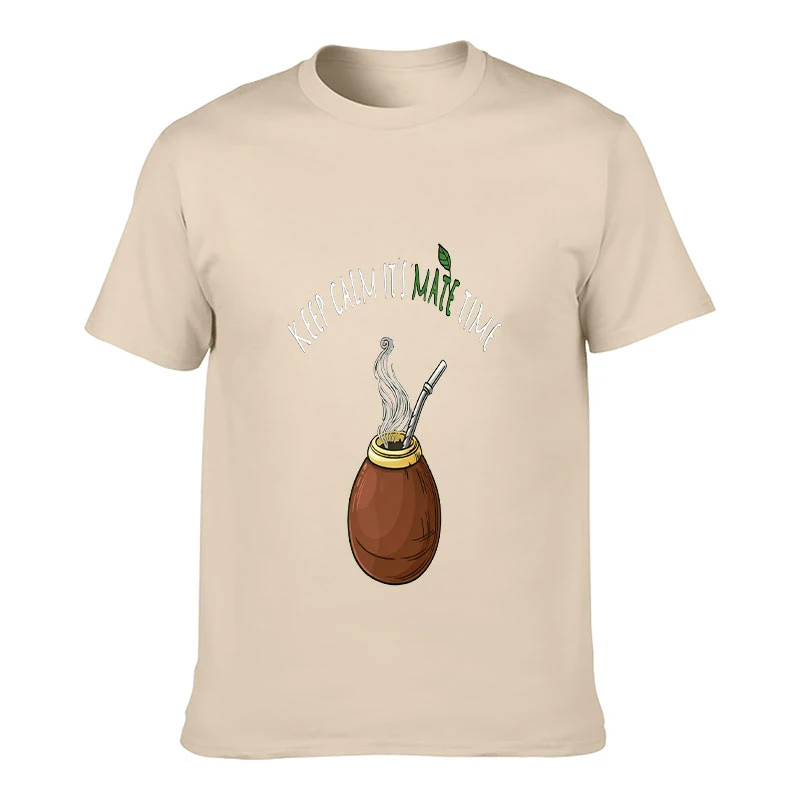 Men Women Unisex T-Shirt Keep Calm It's Mate Time Yerba Mate Gourd Bombilla Graphic Tee Cute Casual Short Sleeve Tea Lover Daily view 5