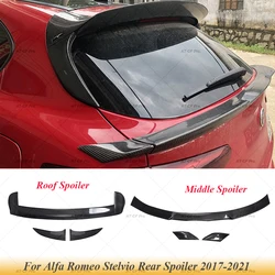 For Stelvio Real Carbon Fiber Rear Spoiler Trunk Lip Boot Wing Cover Plate Boot Splitters For Alfa Romeo Stelvio 2017-2021