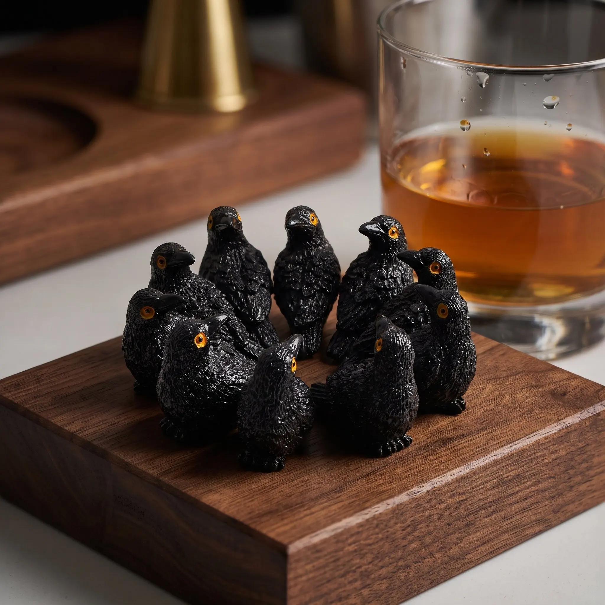 30pcs Mini Resin Crow Figurines Gothic Black Raven Bird Ornaments Halloween Party Scary Decorations Fairy Garden Micro Landscape