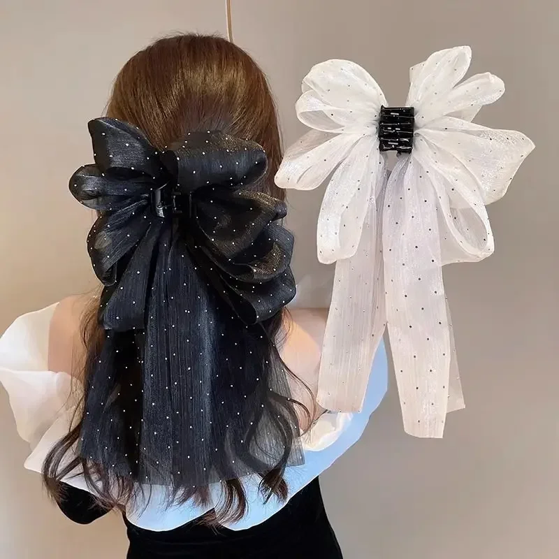 

Fashionable Korean Style Girl Bow Hairpin Starry Streamer Hair Ornament Simple Feminine Temperament High-end Headwear