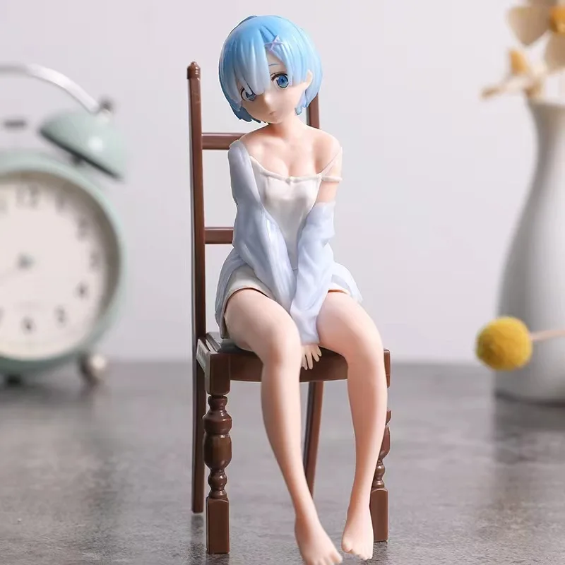 17cm Re Zero Rem Figure Sitting Chair PVC Anime Model For Collectible Desk Decoration Gift
