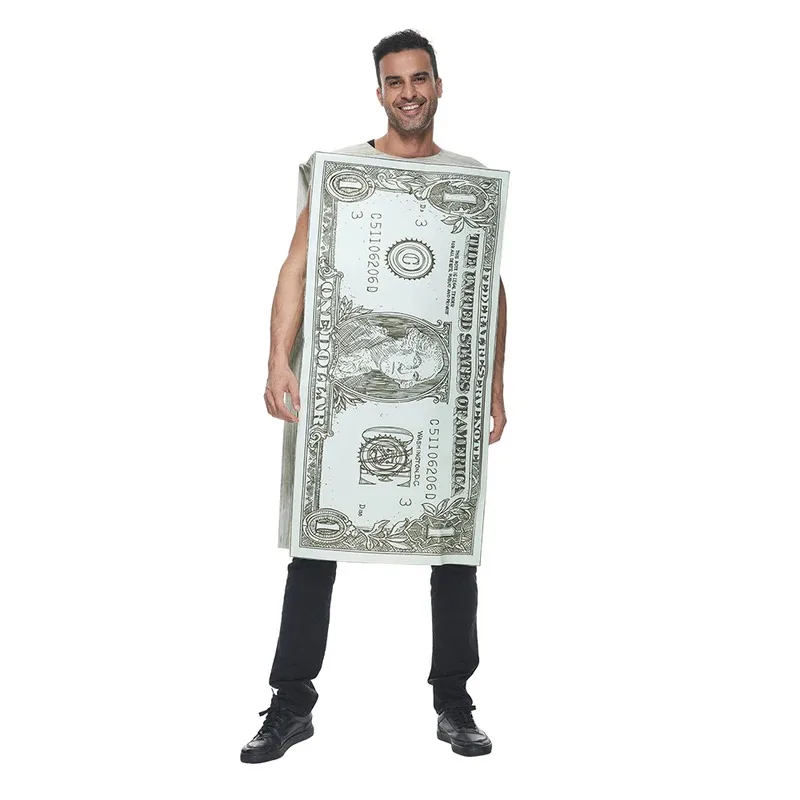 

Adult 1 Dollar Bill Costume Funny Halloween One Money Fancy Dress Carnival Easter Purim Fancy Dress