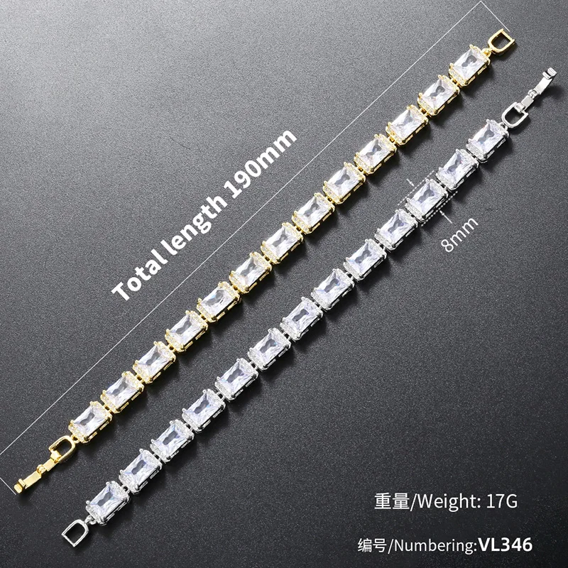 ZHUKOU Ellipse and Rectangle bracelet for women White Cubic Zirconia Man bracelet Gold color women's hand bracelets VL346 image 5
