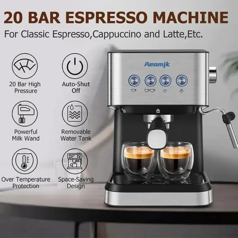 Aeomjk イタリア半自動コーヒーマシン 20Bar Kafemaschine Cafeteras