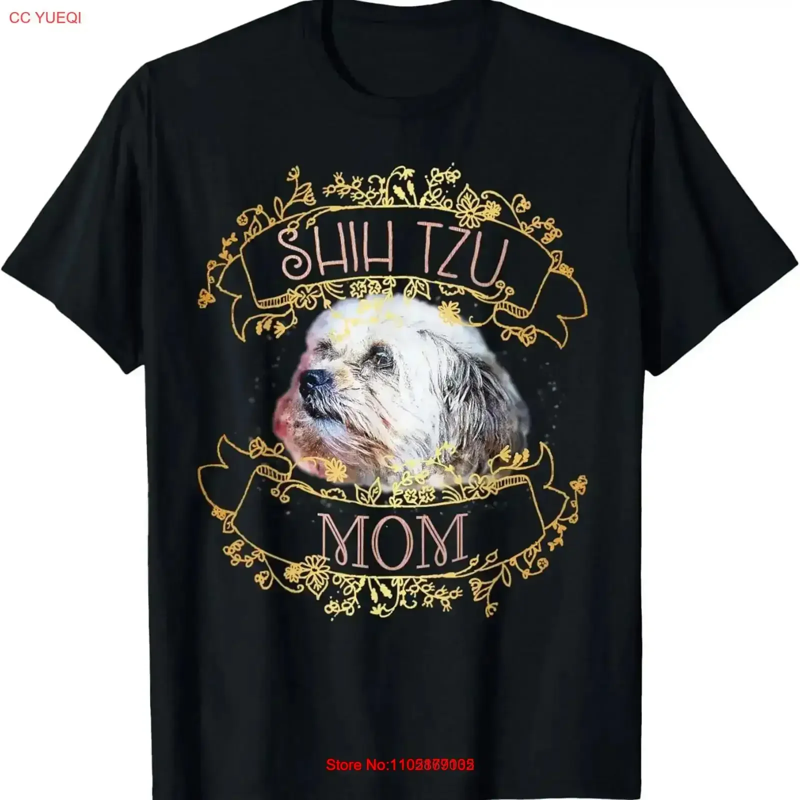 Shih Tzu Mom Dog Gold Funny Mama Mummy T Shirt vintage Washed streetwear Stylish Stretched fashion Slightly graphic Soft