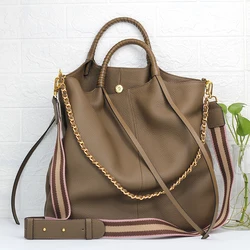 Leather Large Capacity Handbag Shoulder Crossbody Women's Shopping Bag Tote Multi-compartment Chain Fashion