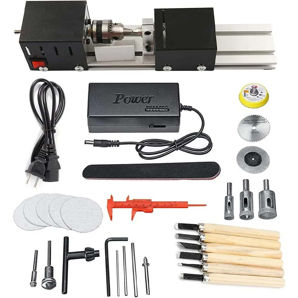 

Mini Lathe Machine Tool DIY Woodworking Wood lathe Milling machine Grinding Polishing Beads Drill Rotary Tool Set