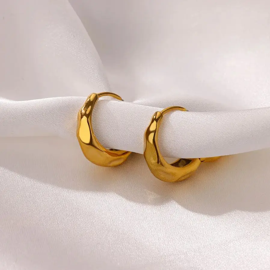 

Stainless Steel Irregular Texture Earrings for Women Gold Color Earrings 2024 Trend New In Wedding Jewelry Accessories Gift