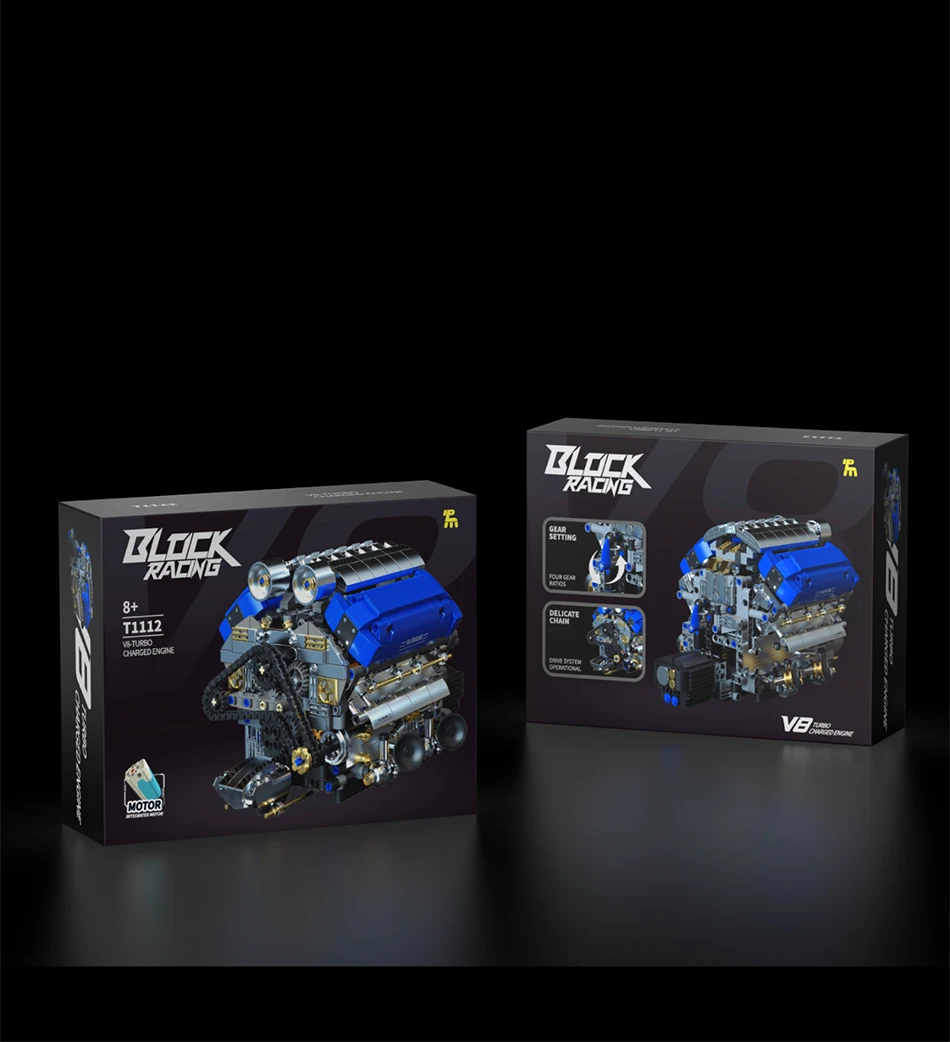 Technical V8 Electrice Driven Engine Building Blocks Simulation Supercar Engine MOC Bricks Science Education Toys Birthday Gift