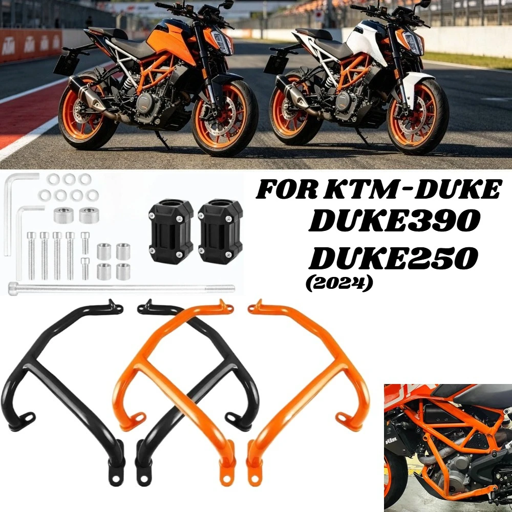 

For KTM-DUKE390 DUKE250 2024 Engine Protection Heavy Duty Motorcycle Accessories Orange Black Metal Iron Crash Bars EngineGuard