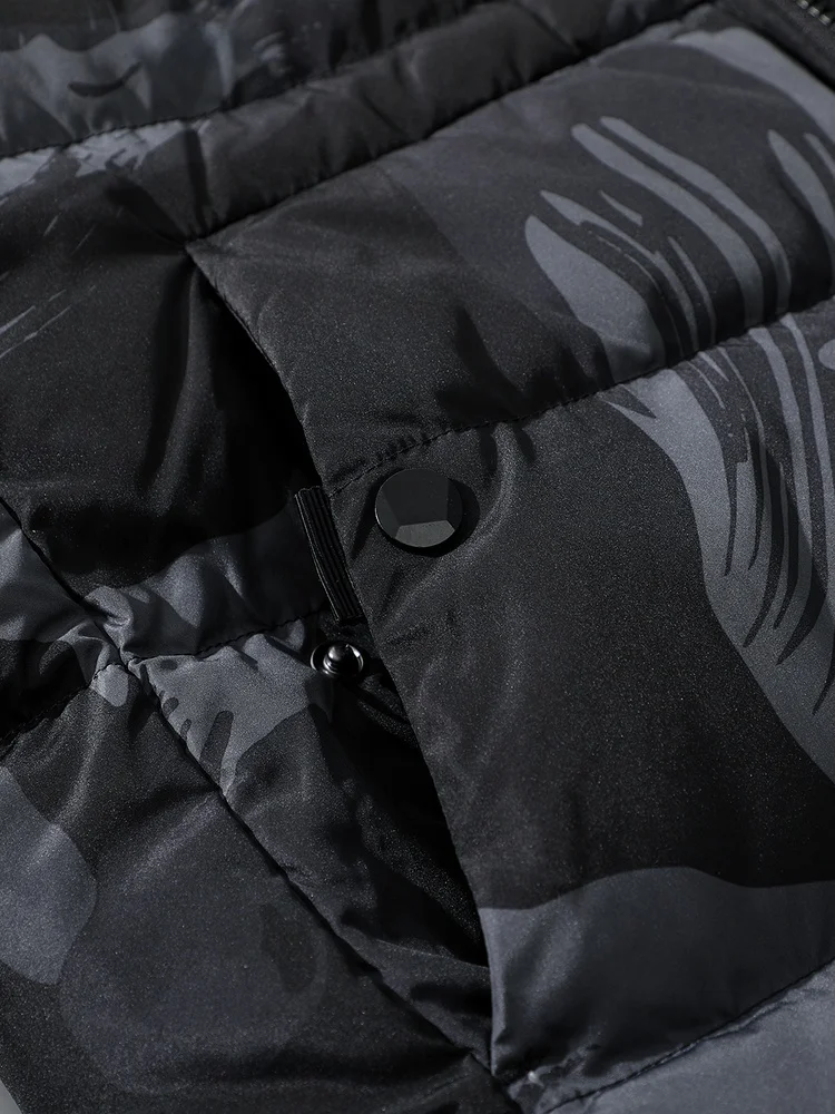 

Double-Sided Wearable Men's down Jaet Hooded Mid-Length Du down Warmth Faionable Winter Coat Zipper Closure Casual Sle