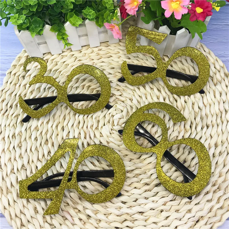 1Pcs Number 30 40 50 60 Year Old Glasses Birthday Party Decoration Adult Men Women Anniversary Photobooth Props Glasses Frame