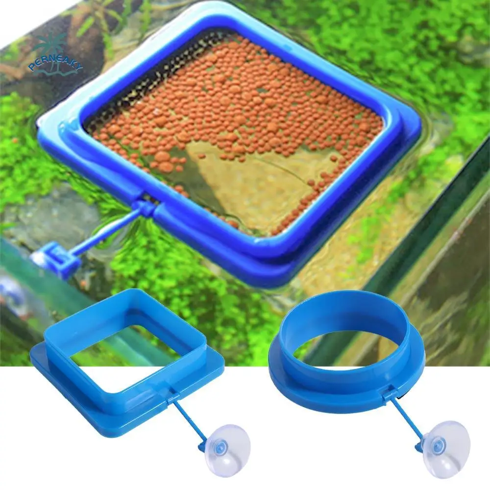 

Portable Thicken Floating Feeding Ring Plastic Suction Cup Fish Feeding Ring Round/Square Fish Food Feeder Aquarium