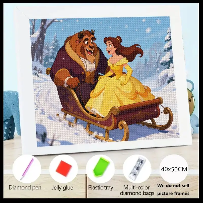 

1 шт., 40x50 см, алмазная живопись «Красавица и чудовище», 5D набор для творчества с кристаллами, сделай сам, волшебный сказочный дизайн с красочными стразами, совершенно