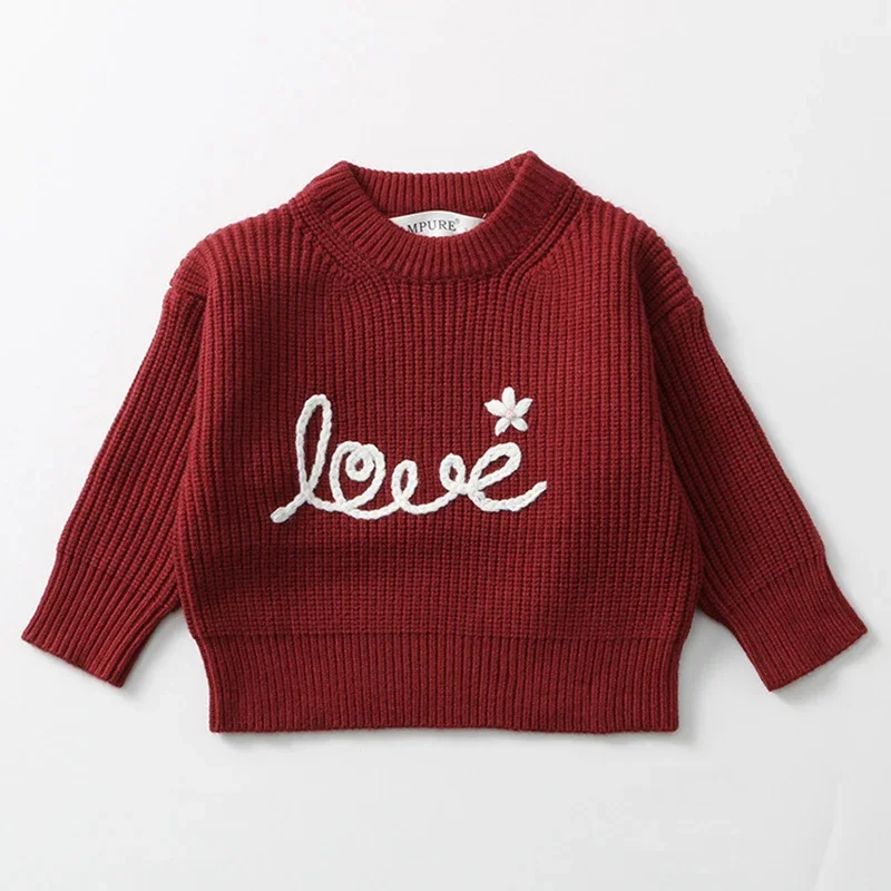 

Autumn Baby Girls Boys Sweaters Spring Kids Knitting Pullovers Baby Boys Handmade Embroidery Sweaters Long Sleeve Kids Sweater