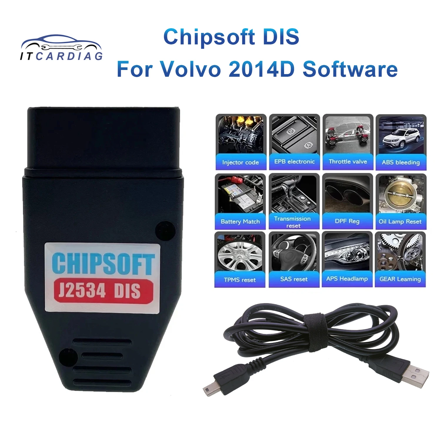 Chipsoft J2534 DIS KLine CAN BUS Adapter for Volvo 2014D Dice Full System USB OBD2 Scanner Active Test Car Diagnostic Tools