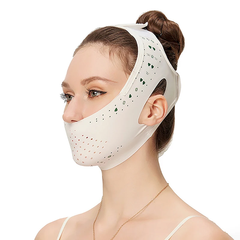 Ceinture amincissante pour le visage en V pour femmes, bandage facial pour les joues, bande de levage optimiste, sangle anti-déformle respirante, masque facial amincissant en forme de V