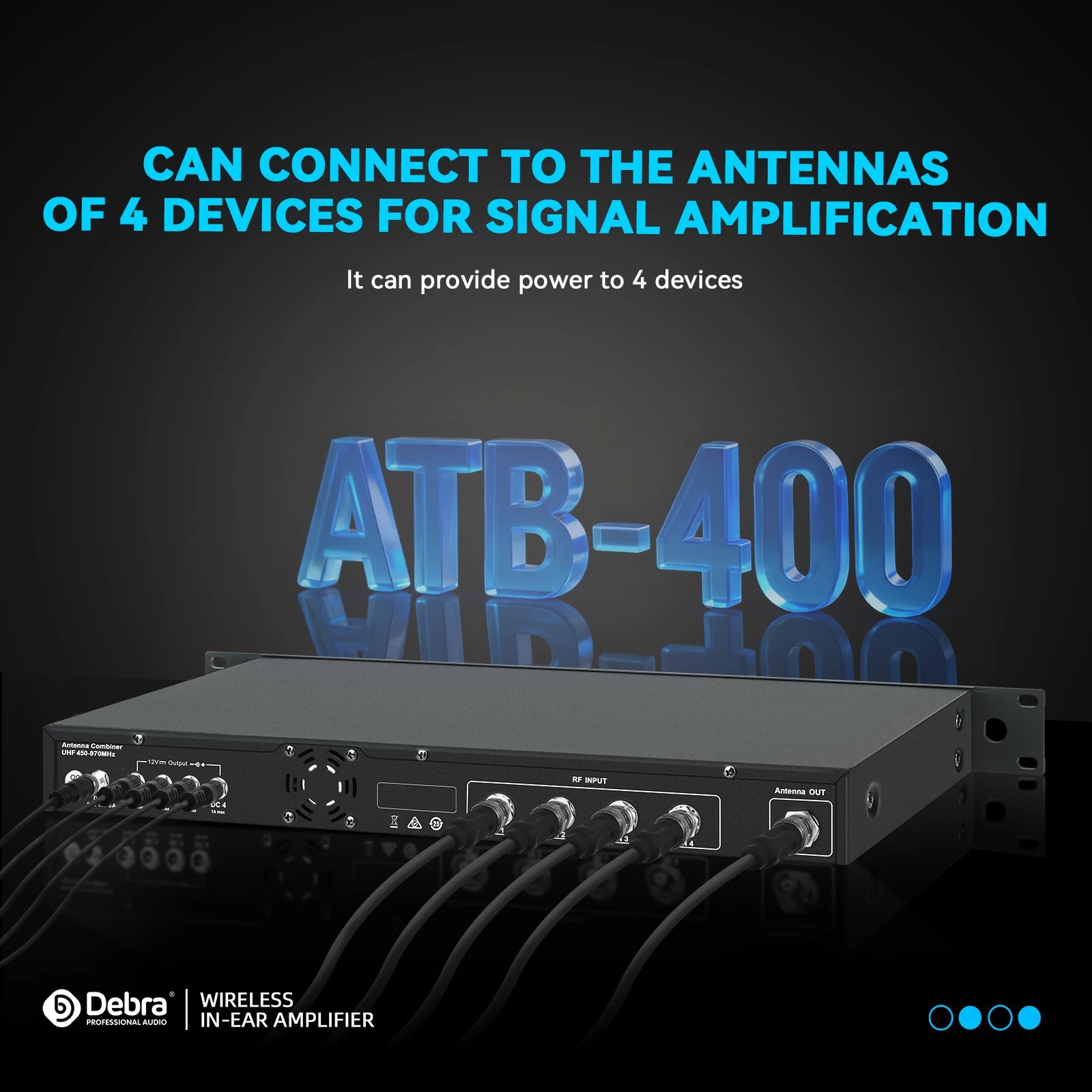 مضخم إشارة مراقبة لاسلكي داخل الأذن من Debra ATB-400، تعزيز نطاق الإشارة حتى 200 متر، يستخدم لعروض المسرح