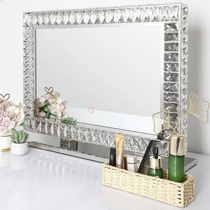 Desktop crystal led makeup mirror household ins wind lamp vanity mirror desktop desktop